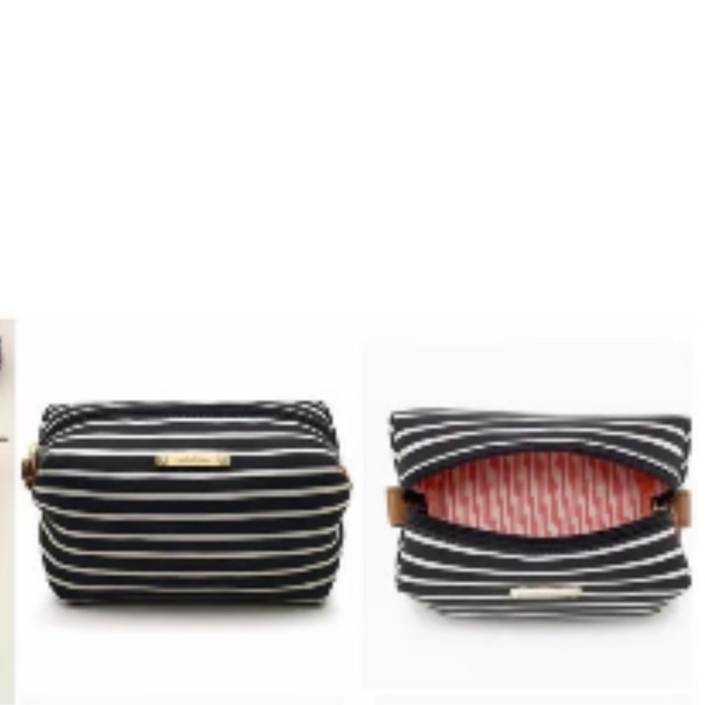 Brand New Stella & Dot Pouf-Black/Cream Stripes